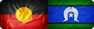 Image of the Aboriginal and Torres Strait Islander flags. 