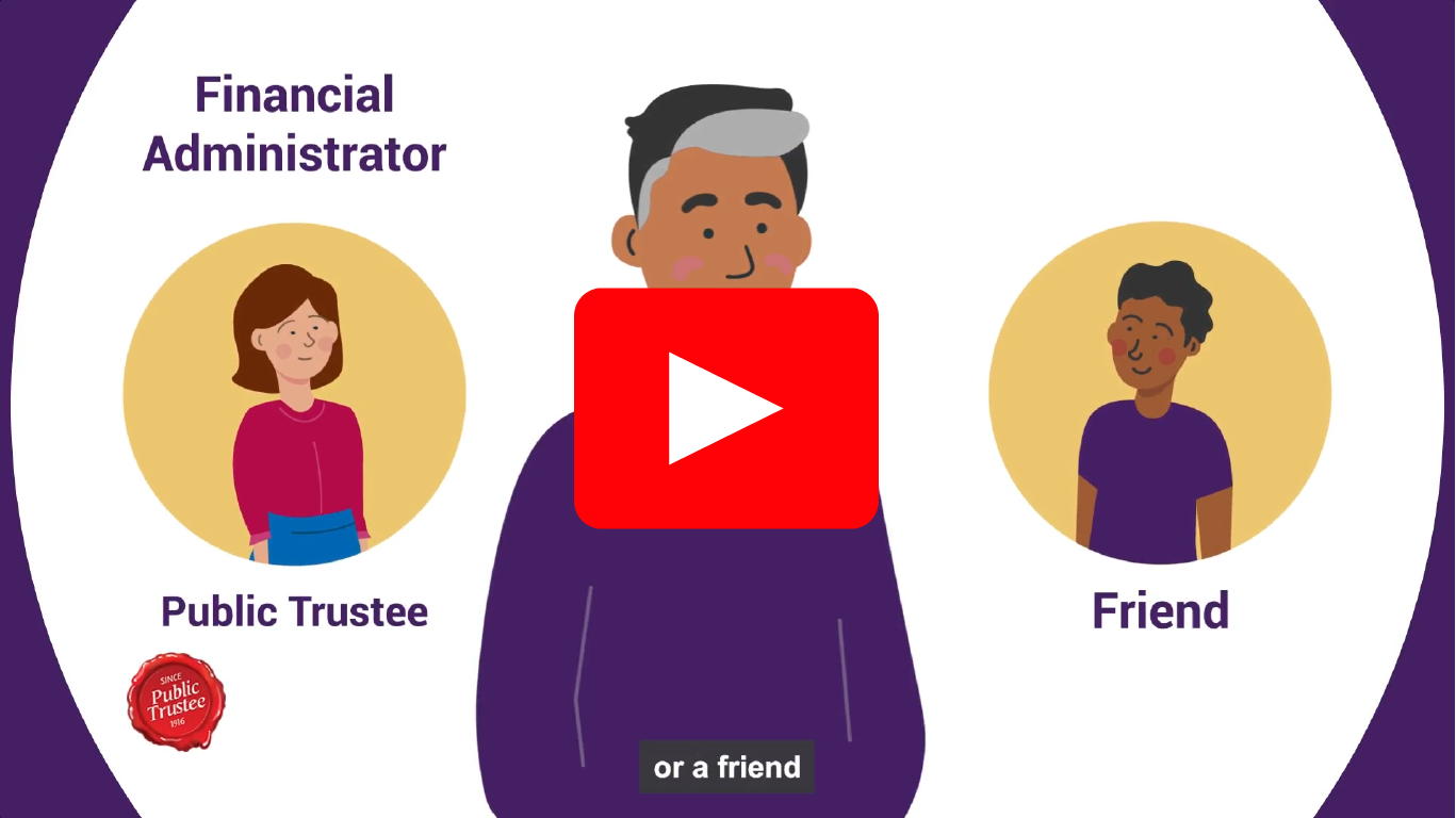 Remove or Change Administrator screenshot w button Screenshot from How to Remove or Change your Financial Administrator video with play button in middle